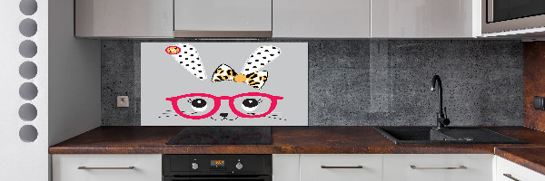 Crédence en verre cuisine Lapin à lunettes