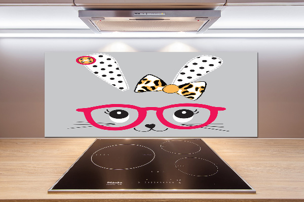 Crédence en verre cuisine Lapin à lunettes