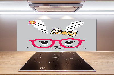 Crédence en verre cuisine Lapin à lunettes