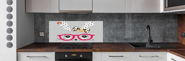 Crédence en verre cuisine Lapin à lunettes
