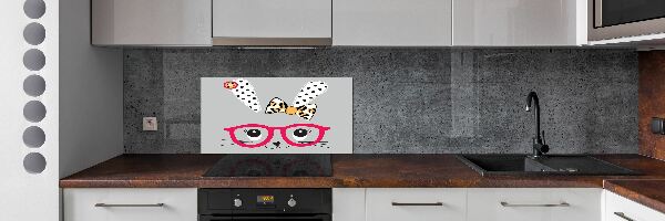Crédence en verre cuisine Lapin à lunettes