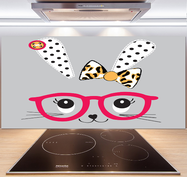 Crédence en verre cuisine Lapin à lunettes