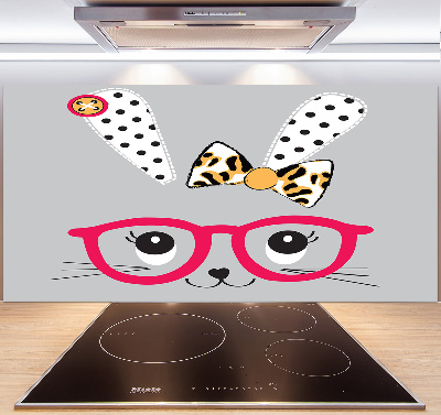 Crédence en verre cuisine Lapin à lunettes
