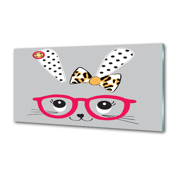 Crédence en verre cuisine Lapin à lunettes