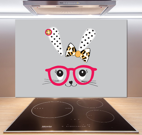 Crédence en verre cuisine Lapin à lunettes