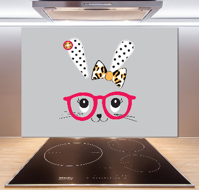 Crédence en verre cuisine Lapin à lunettes