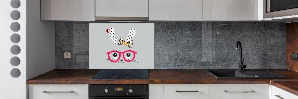 Crédence en verre cuisine Lapin à lunettes