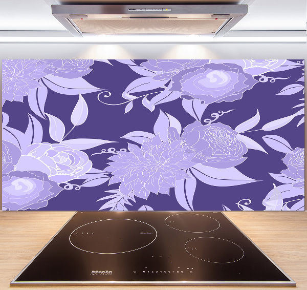 Crédence cuisine en verre trempé Motif floral