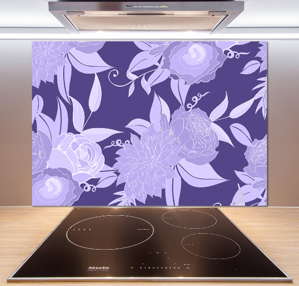 Crédence cuisine en verre trempé Motif floral