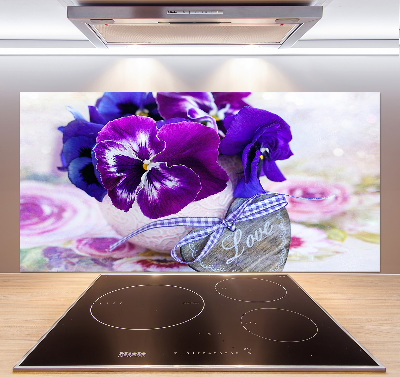 Crédence cuisine en verre trempé Pensées violettes