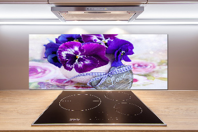 Crédence cuisine en verre trempé Pensées violettes