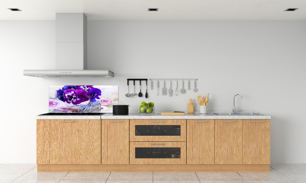 Crédence cuisine en verre trempé Pensées violettes