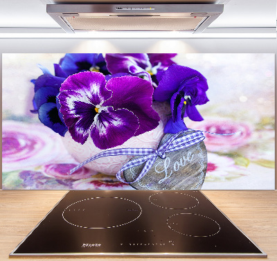 Crédence cuisine en verre trempé Pensées violettes