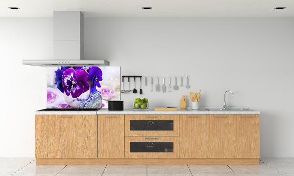 Crédence cuisine en verre trempé Pensées violettes