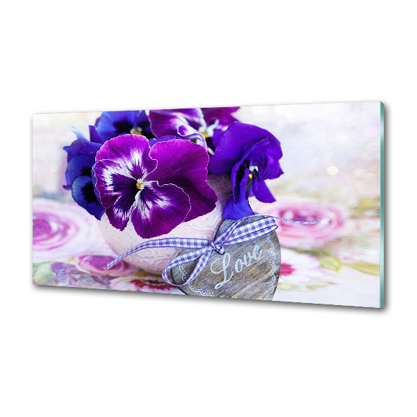 Crédence cuisine en verre trempé Pensées violettes