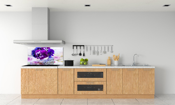 Crédence cuisine en verre trempé Pensées violettes