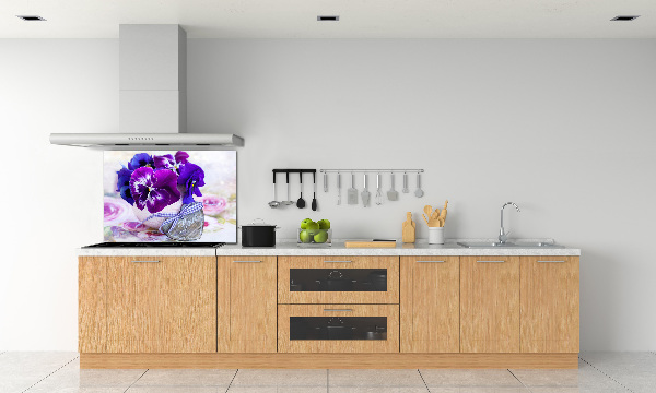 Crédence cuisine en verre trempé Pensées violettes