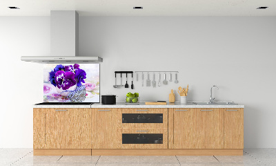 Crédence cuisine en verre trempé Pensées violettes