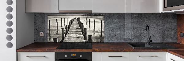 Crédence cuisine en verre trempé Pile en bois
