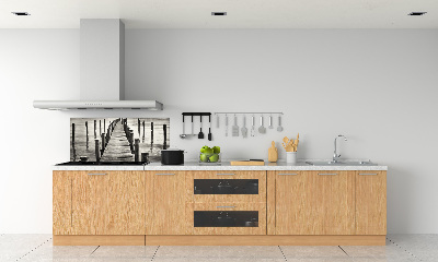 Crédence cuisine en verre trempé Pile en bois