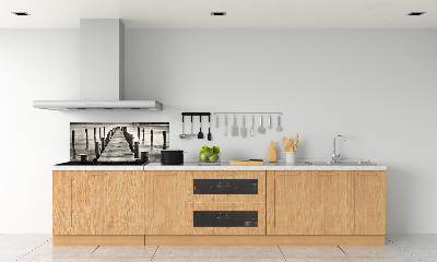 Crédence cuisine en verre trempé Pile en bois