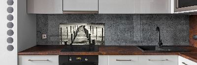 Crédence cuisine en verre trempé Pile en bois