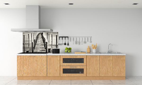 Crédence cuisine en verre trempé Pile en bois