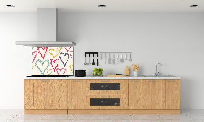 Crédence cuisine en verre trempé Coeurs colorés