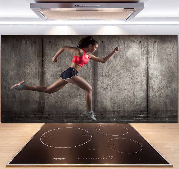 Crédence en verre avec motif Femme en train de courir