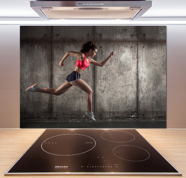 Crédence en verre avec motif Femme en train de courir