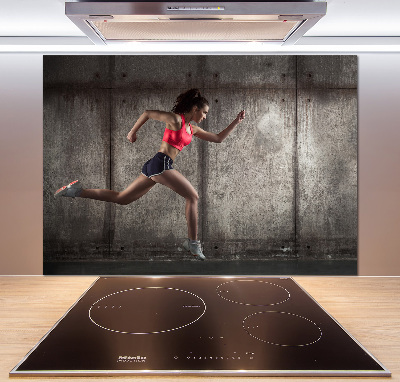 Crédence en verre avec motif Femme en train de courir