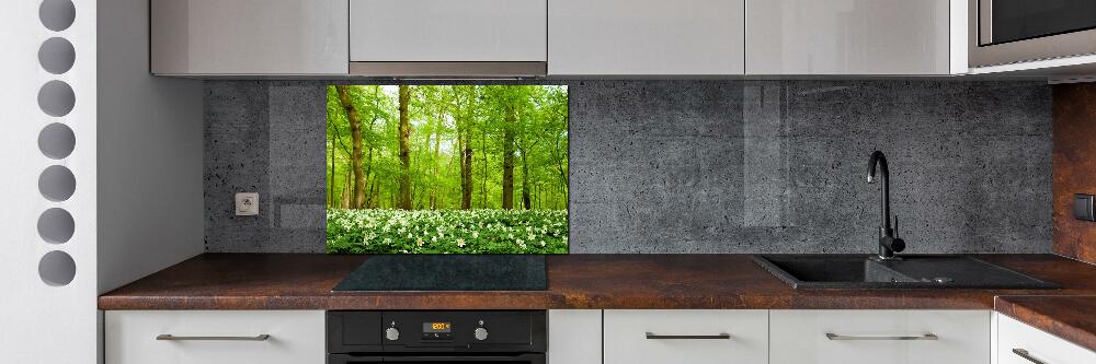 Crédence en verre cuisine Fleurs en forêt