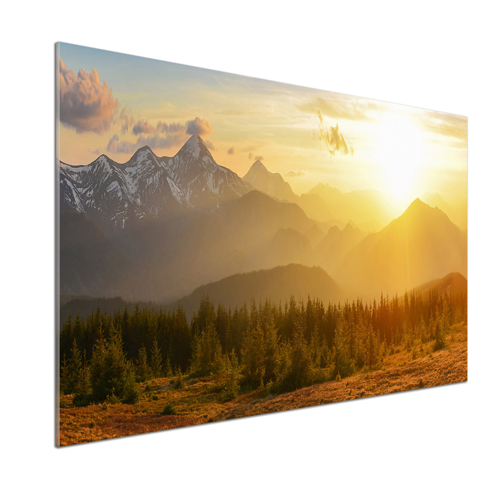 Crédence en verre avec motif Coucher de soleil sur les montagnes