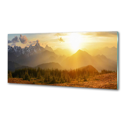 Crédence en verre avec motif Coucher de soleil sur les montagnes