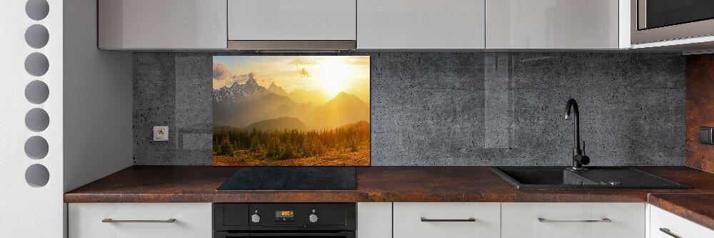 Crédence en verre avec motif Coucher de soleil sur les montagnes