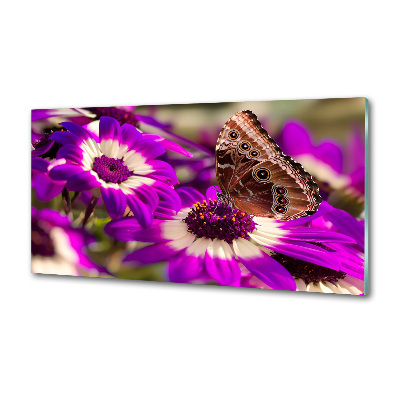 Crédence de cuisine en verre Papillon sur une fleur