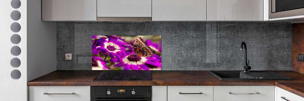 Crédence de cuisine en verre Papillon sur une fleur