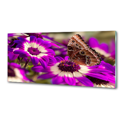 Crédence de cuisine en verre Papillon sur une fleur