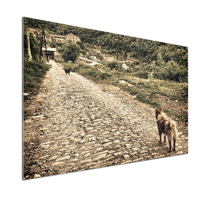 Panneau crédence cuisine Deux chiens sur une colline