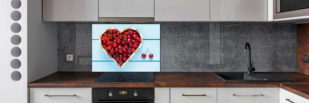 Panneau crédence cuisine Coeur en cerises