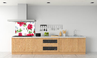 Crédence cuisine en verre trempé Roses rouges