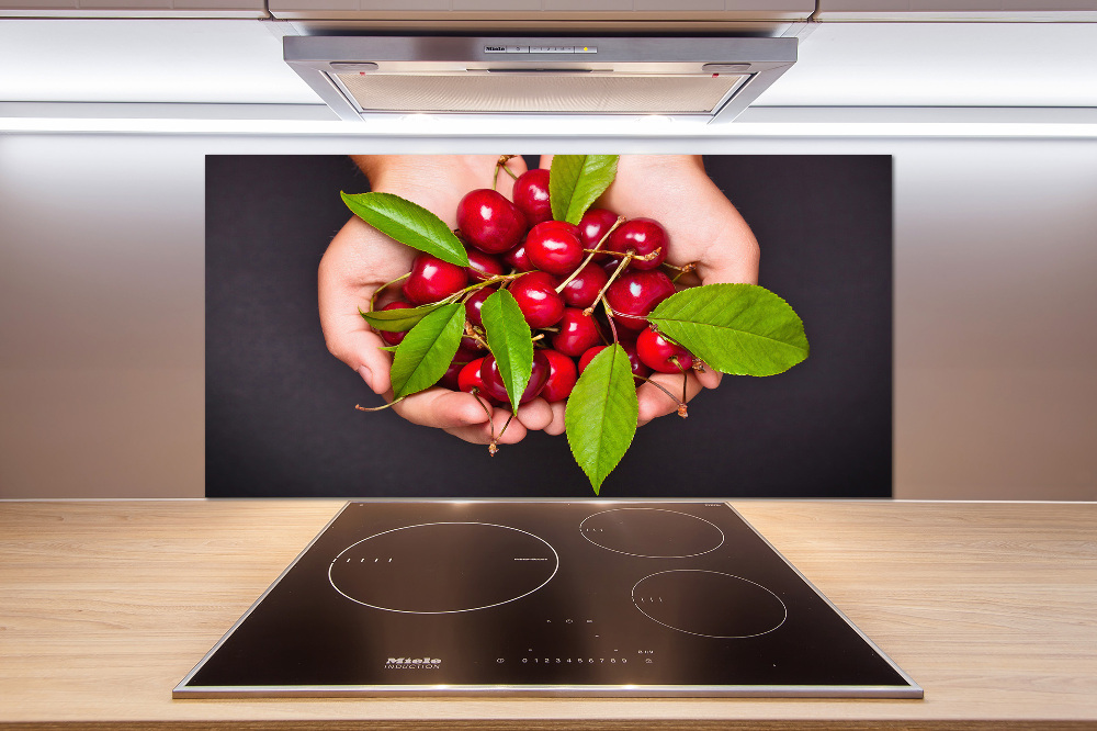 Panneau crédence cuisine Cerises dans les mains