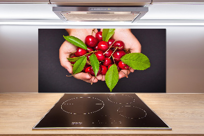 Panneau crédence cuisine Cerises dans les mains