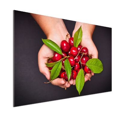 Panneau crédence cuisine Cerises dans les mains