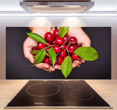 Panneau crédence cuisine Cerises dans les mains