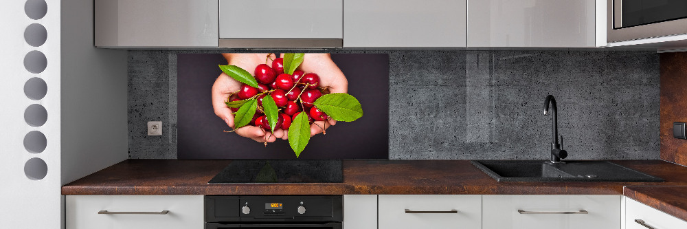 Panneau crédence cuisine Cerises dans les mains