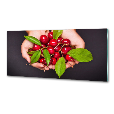 Panneau crédence cuisine Cerises dans les mains