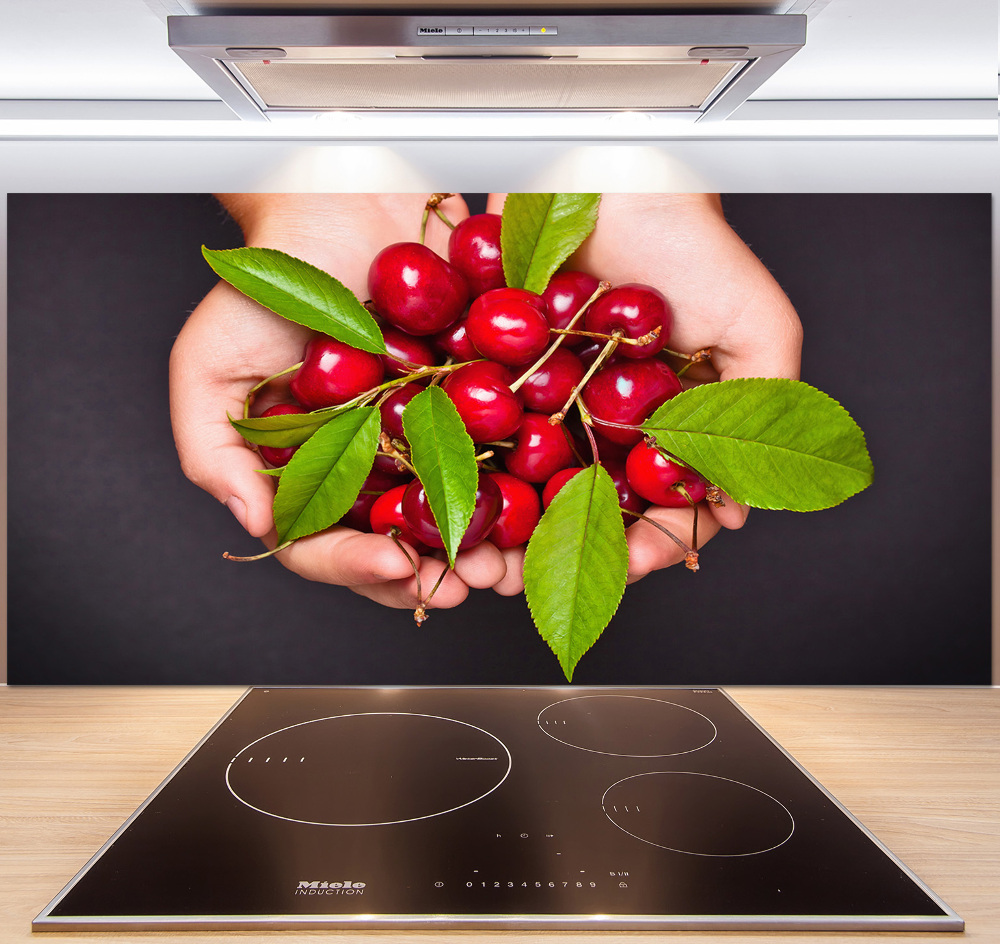 Panneau crédence cuisine Cerises dans les mains