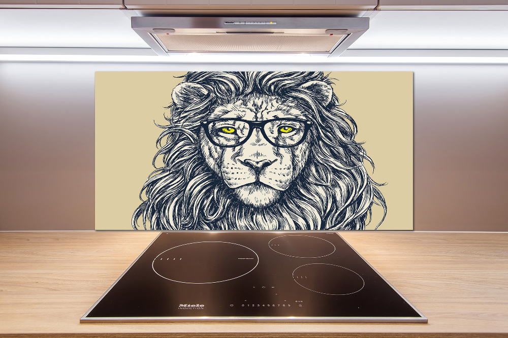 Crédence en verre trempé Lion hipster