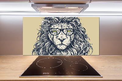 Crédence en verre trempé Lion hipster